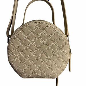 FRENCH CONNECTION Beige Round Cross Body Bag / Leather Stamped Name
